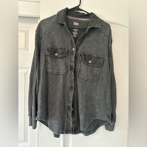 SO Charcoal Thermal LS Button Down